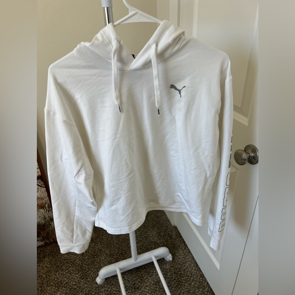 White Puma Crop Top Sweatshirt